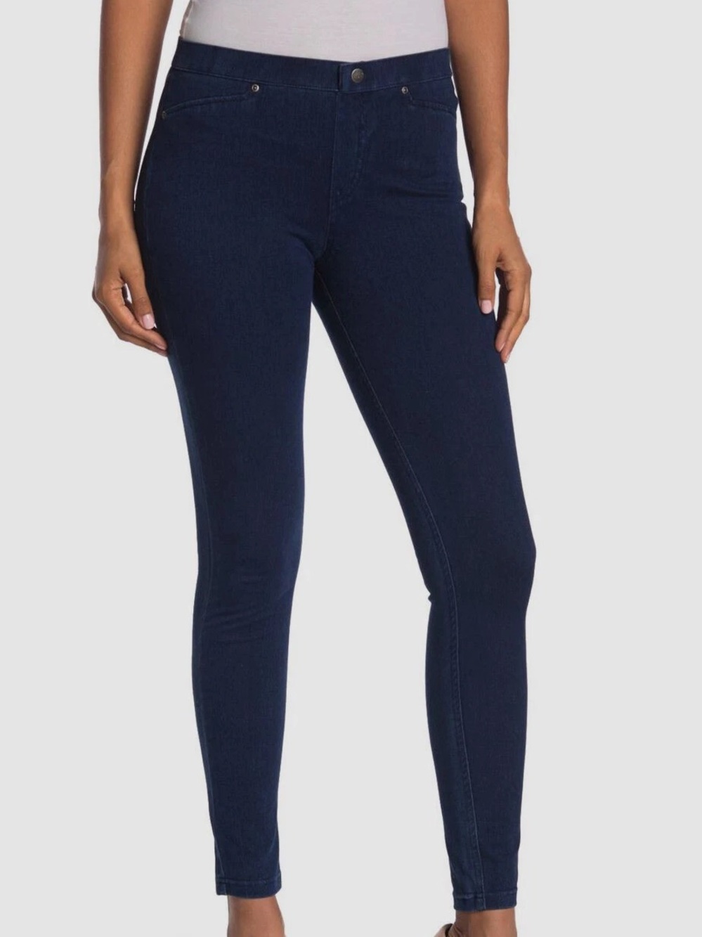 HUE (L) Super Smooth Denim Legging Pants Dark Wash Stretch Pull-On Soft